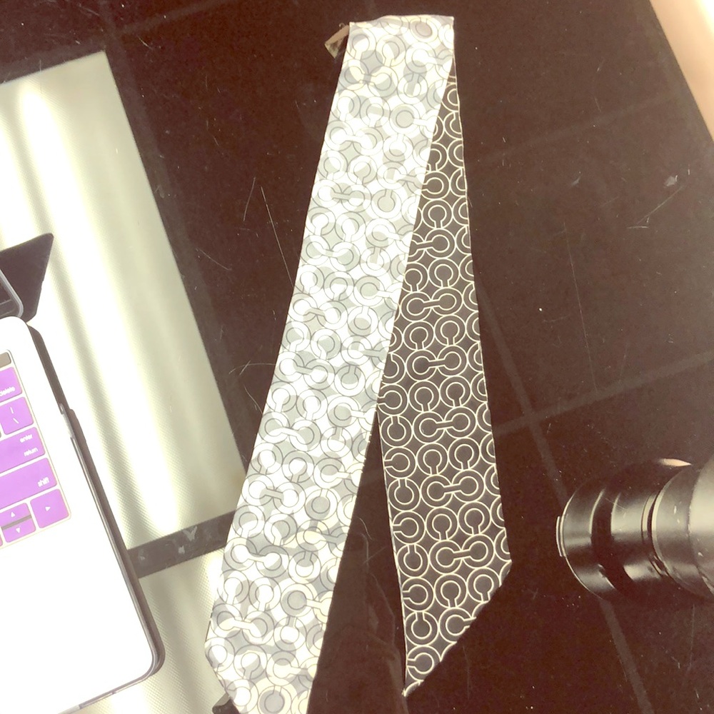 Black and white Coach silk tie
